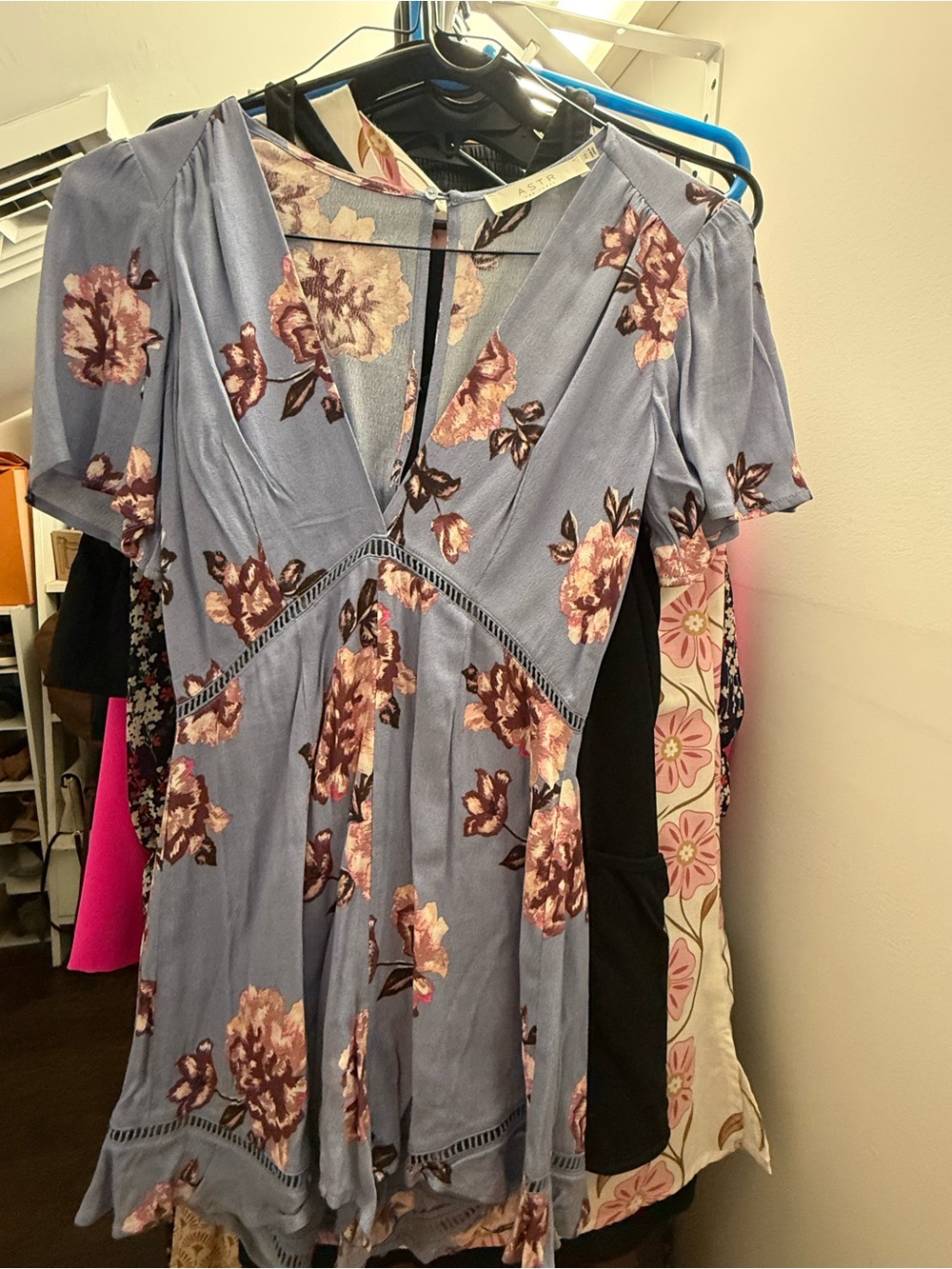 Astr Lavender Floral V-Neck Romper